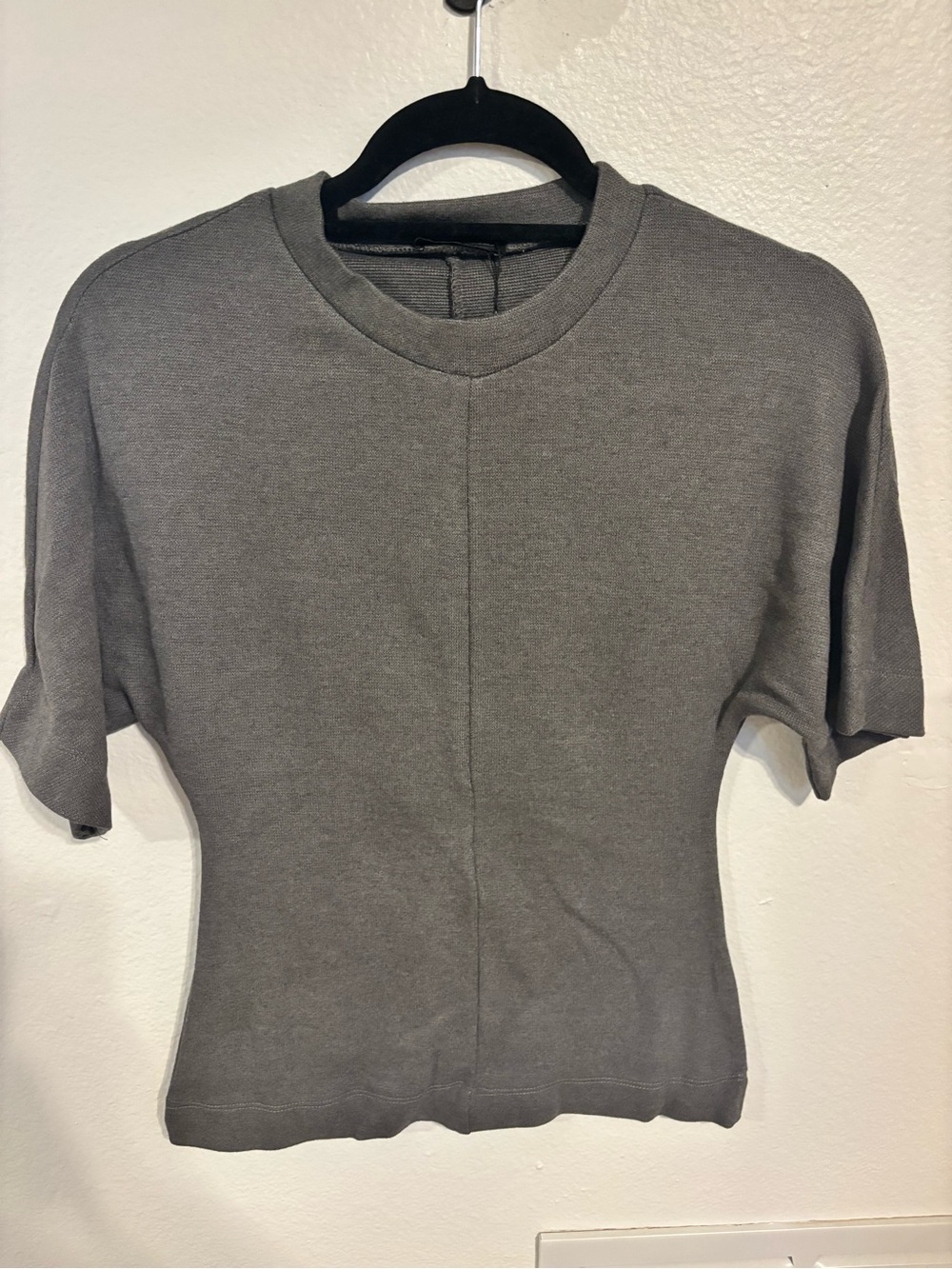 Zara Short Sleeve Knit Tee in Gray